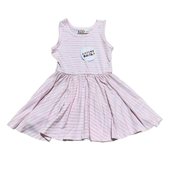 Dot Dot Smile Other - Dot Dot Smile Baby Girl’s Size 12/24M ~ Pink White Stripe Tank Twirl Dress NWT